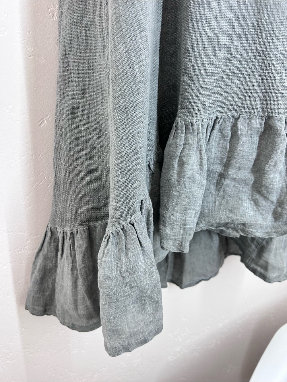 Tempo Paris 100% Linen Sleeveless Ruffled Hem Midi Dress M/L Gray Italy NWT - Picture 5 of 13